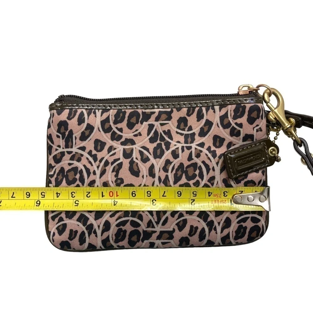 Coach vintage y2k brown bronze leopard satin evening wristlet bag